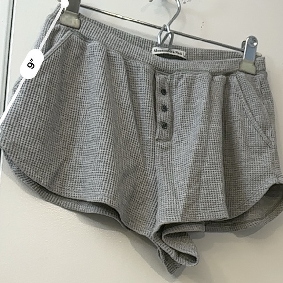 Abercrombie & Fitch Gray Waffle Knit Lounge Shorts with Buttons M - Picture 8 of 11